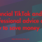 Financial TikTok and professional advice on how to save money